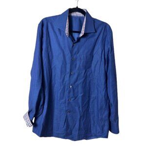 J. Hilburn Contrast Collar Button Down Shirt Blue Size Medium